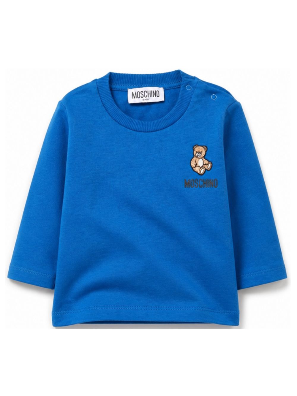 T-shirt per neonati Moschino Kids blu con ricamo Teddy Bear MUO01DLAA10 40157 MOSCHINO KIDS