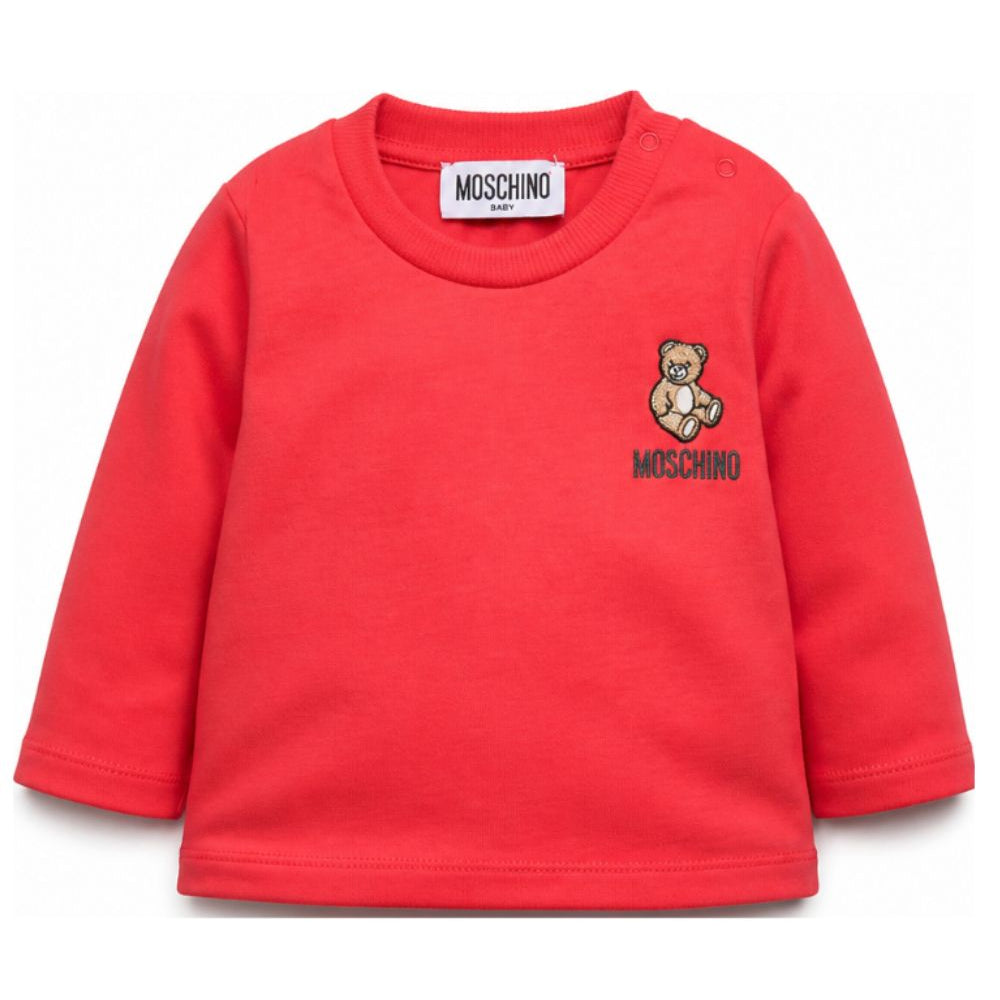 T-shirt per neonati Moschino Kids rosso con ricamo Teddy Bear MUO01DLAA10 50109 MOSCHINO KIDS