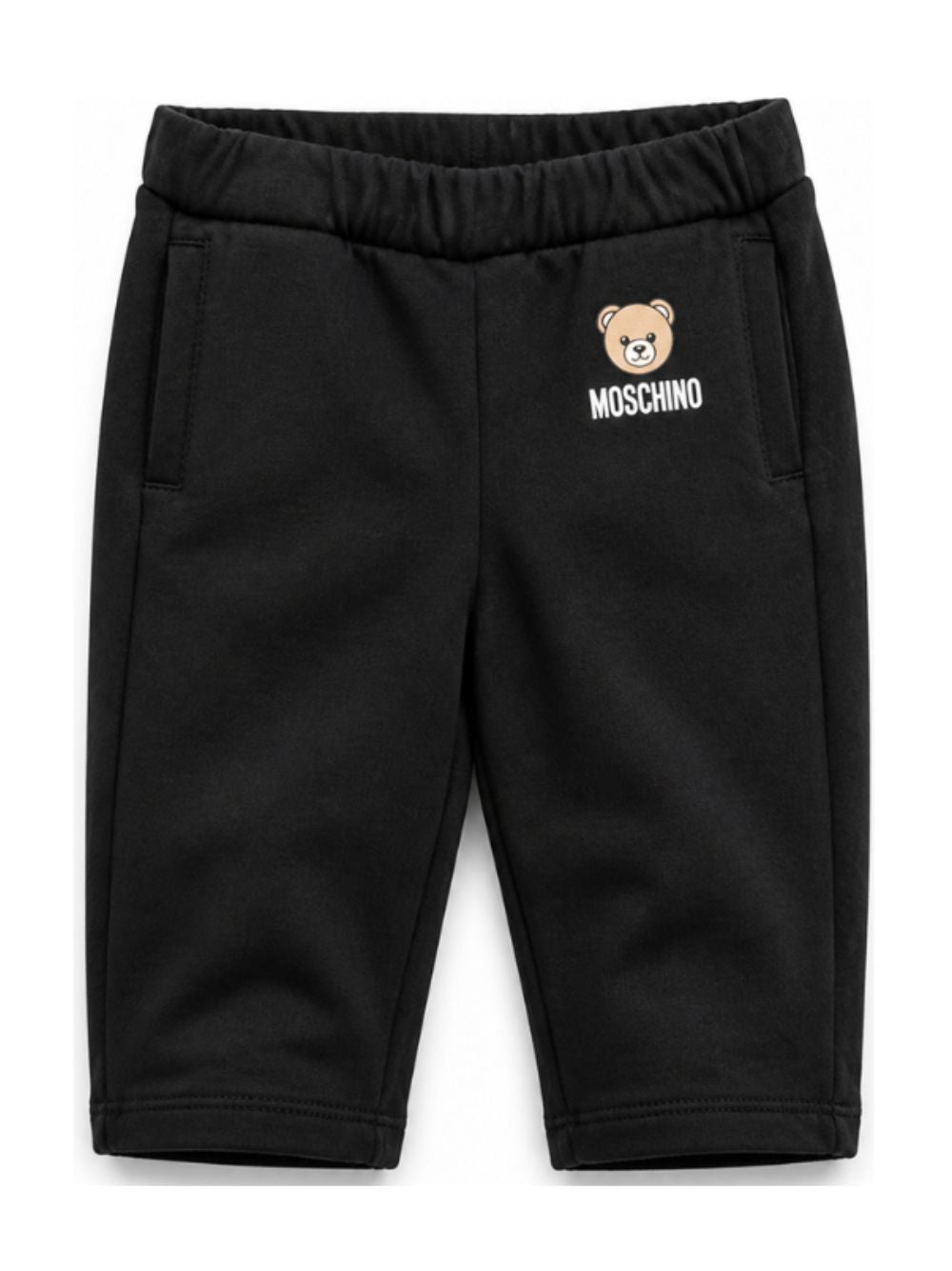 Pantaloni per neonati Moschino Kids neri con motivo Teddy Bear MUP05XLCA92 60100 MOSCHINO KIDS