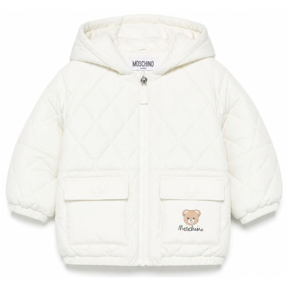 Giubbino per neonati Moschino Kids bianco con finitura trapuntata MUS036L3AC6 10063 MOSCHINO KIDS