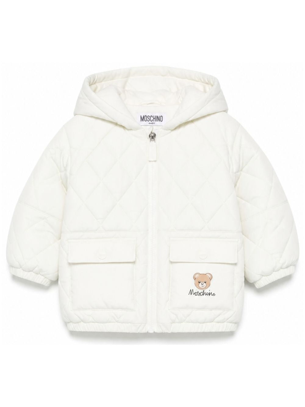 Giubbino per neonati Moschino Kids bianco con finitura trapuntata MUS036L3AC6 10063 MOSCHINO KIDS