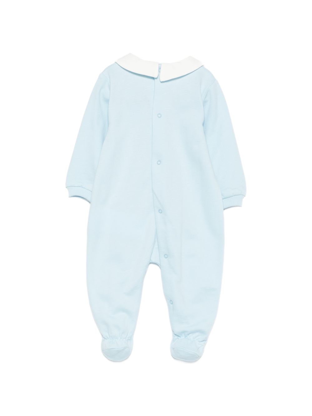 Tutina per neonato Moschino Kids azzurra con colletto alla Peter Pan MUT04ZLCA40 40304 MOSCHINO KIDS