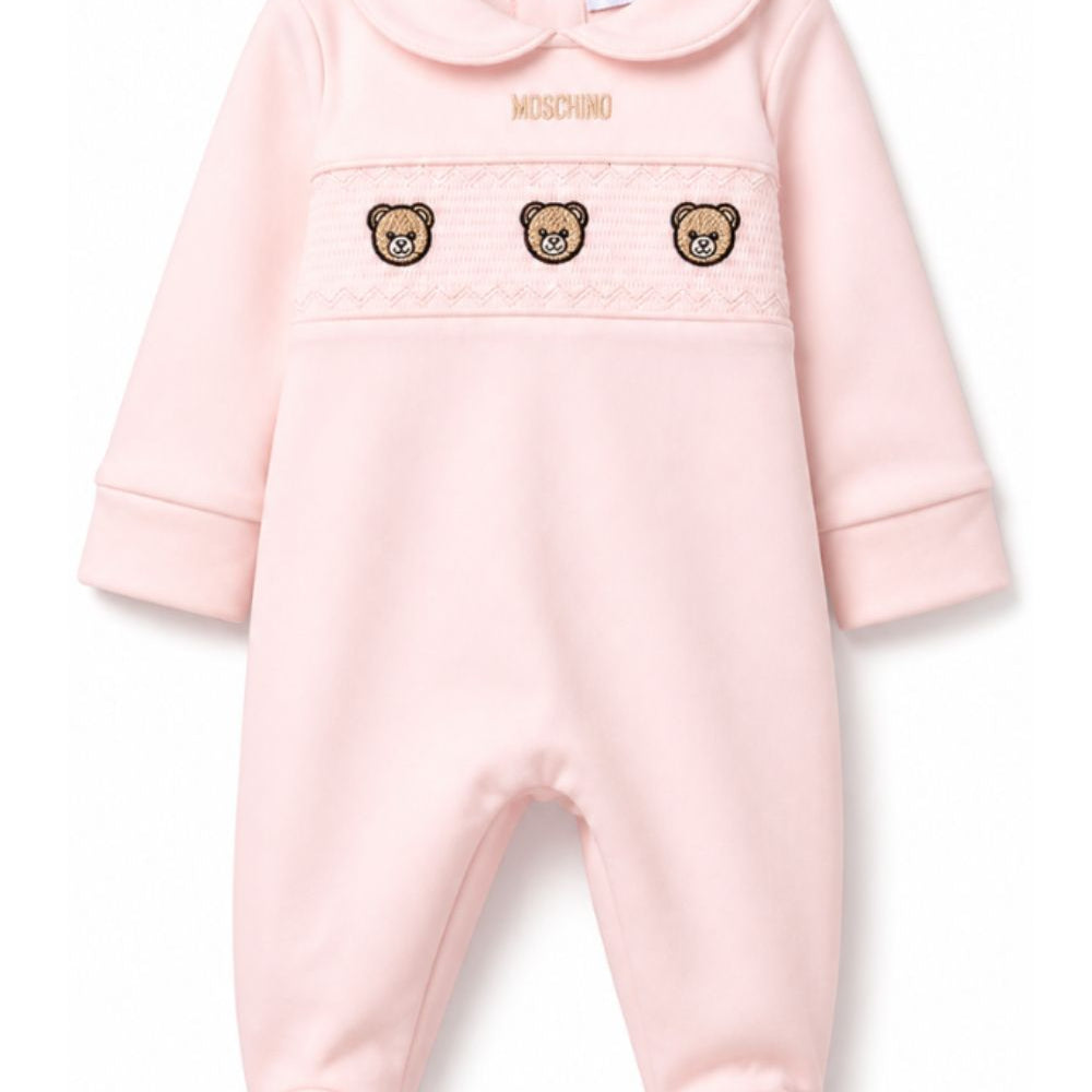 Tutina per neonata Moschino Kids rosa con logo ricamaato sul davanti MUT050LDA66 50209 MOSCHINO KIDS