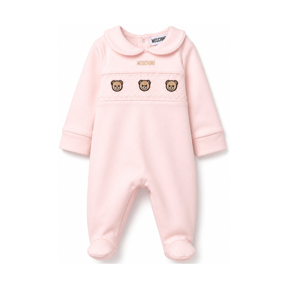 Tutina per neonata Moschino Kids rosa con logo ricamaato sul davanti MUT050LDA66 50209 MOSCHINO KIDS