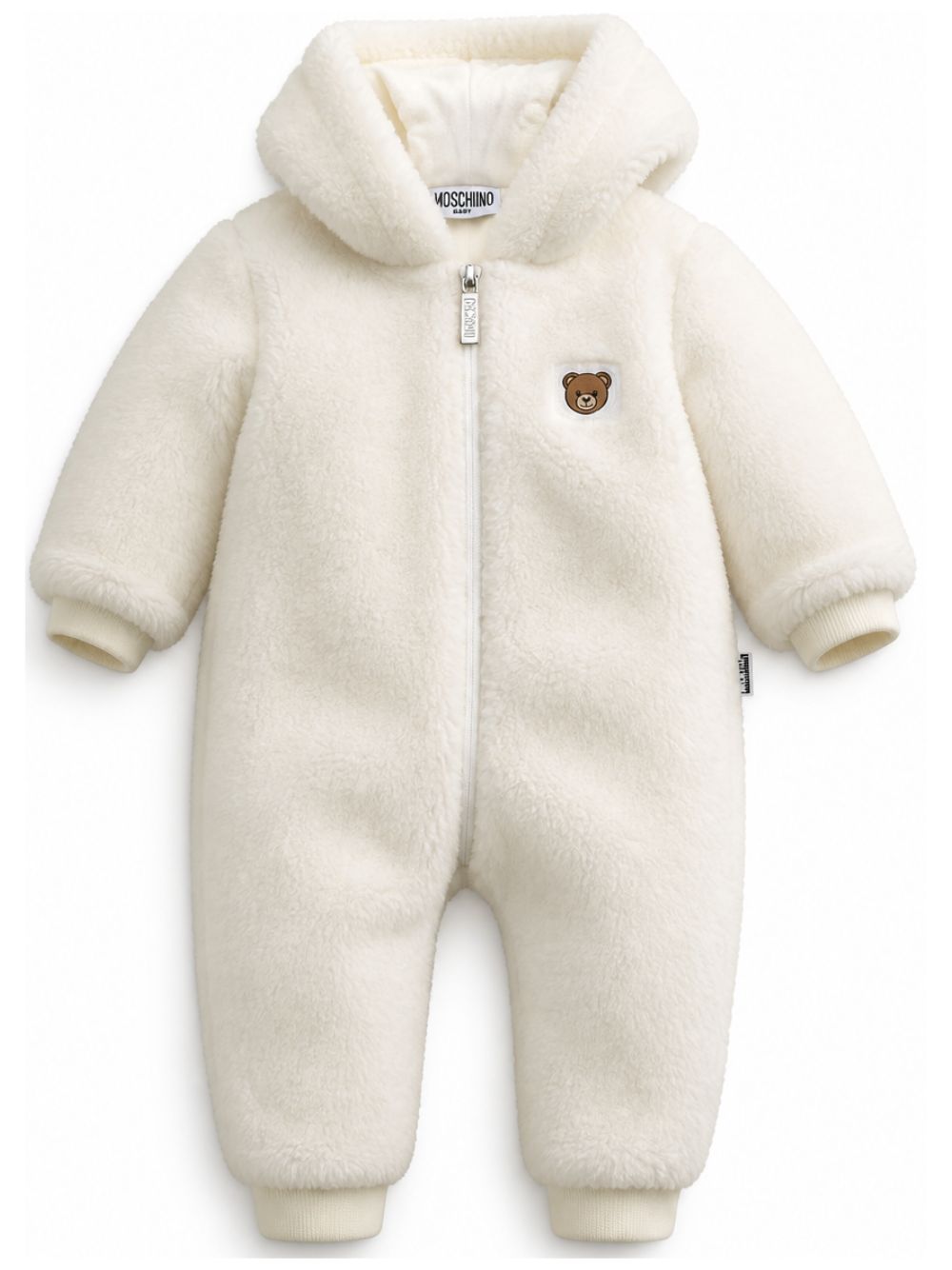 Giubbino per neonati Moschino Kids bianco con texture in pile MUT051LIA00 10063 MOSCHINO KIDS