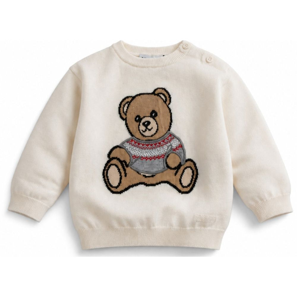 Felpa per neonati Moschino Kids bianco con teddy bear ricamato MUW00YLHE66 10063 MOSCHINO KIDS