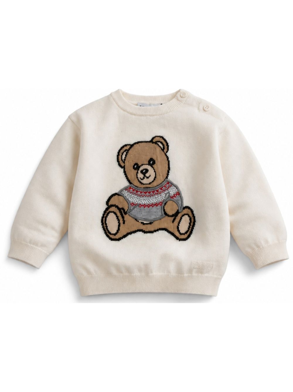 Felpa per neonati Moschino Kids bianco con teddy bear ricamato MUW00YLHE66 10063 MOSCHINO KIDS
