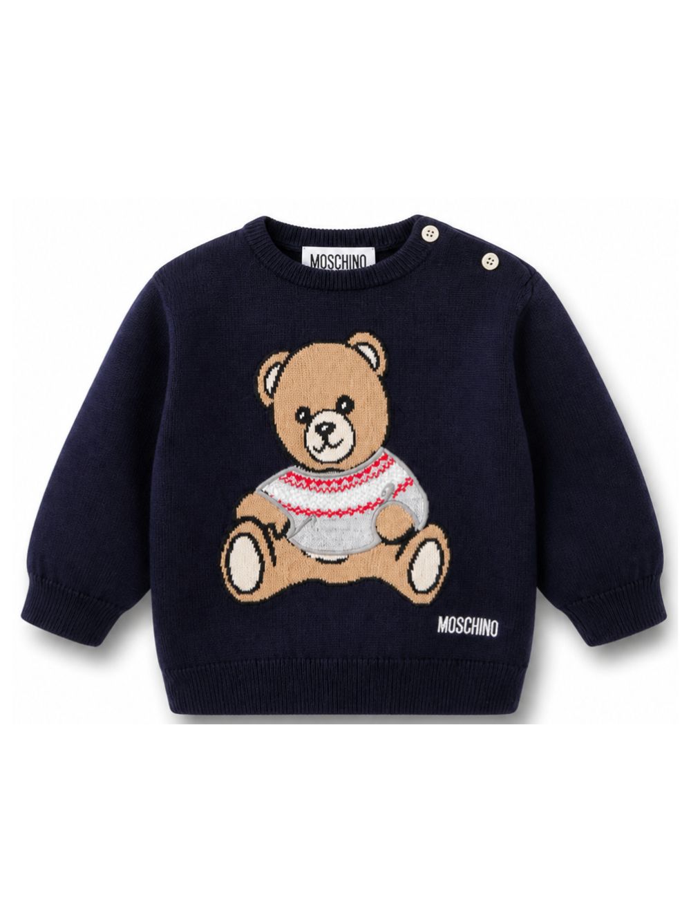 Maglione per neonato Moschino Kids stampa con teddy MUW00YLHE66 40016 MOSCHINO KIDS