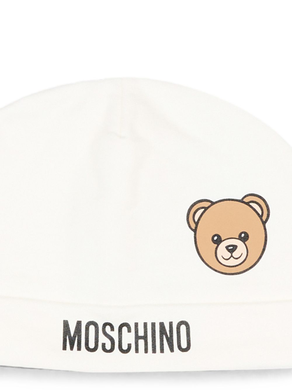 Berretto per neonati Moschino Kids bianco con dettaglio Teddy Bear MUX066LCA40 10063 MOSCHINO KIDS