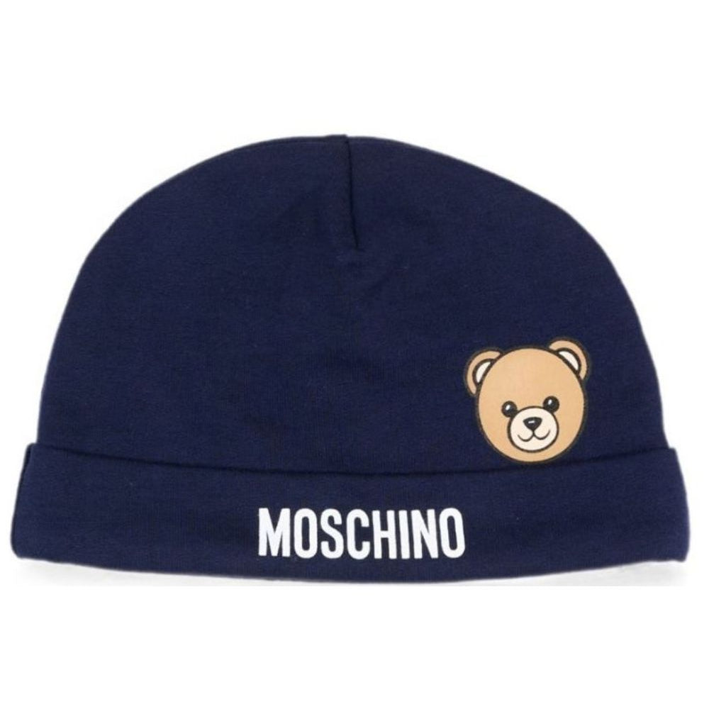 Cappellino per neonati Moschino Kids blu con motivo Teddy Bear MUX066LCA40 40016 MOSCHINO KIDS
