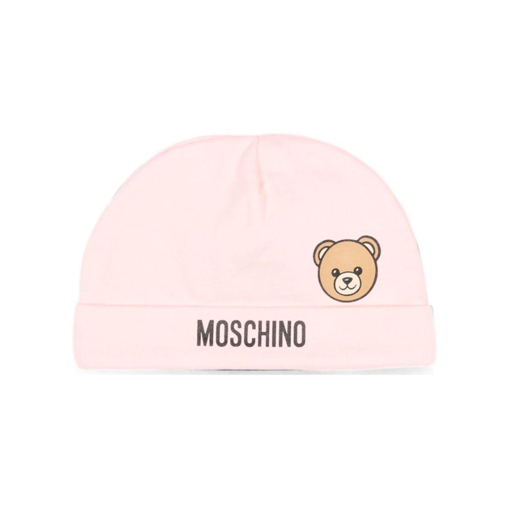 Berretto per neonata Moschino Kids rosa con dettaglio Teddy Bear MUX066LCA40 50209 MOSCHINO KIDS
