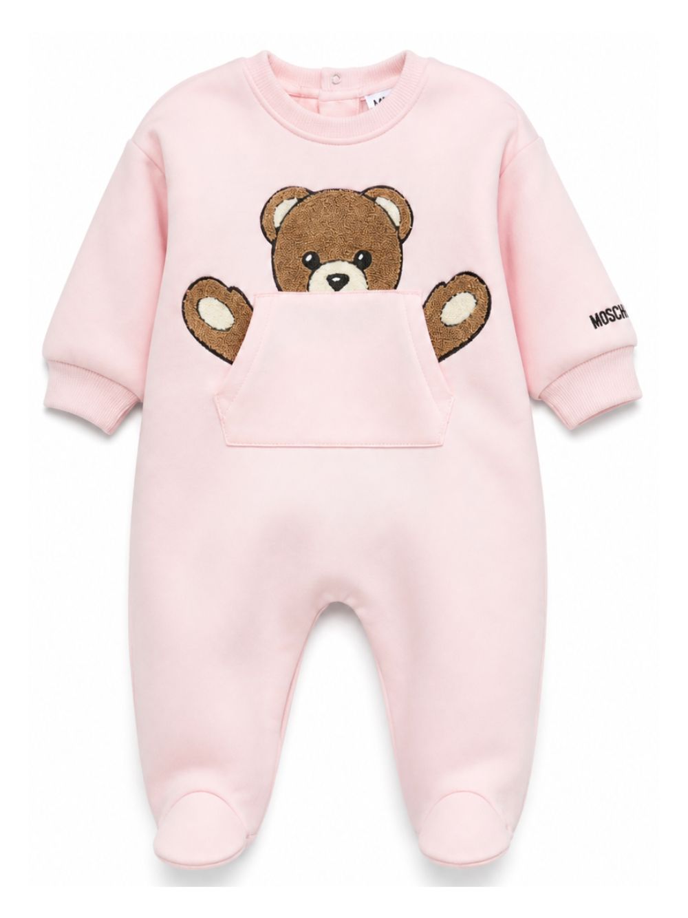 Tutina per neonata Moschino Kids rosa con toppa a forma di orsetto MUY09HLCA93 50209 MOSCHINO KIDS