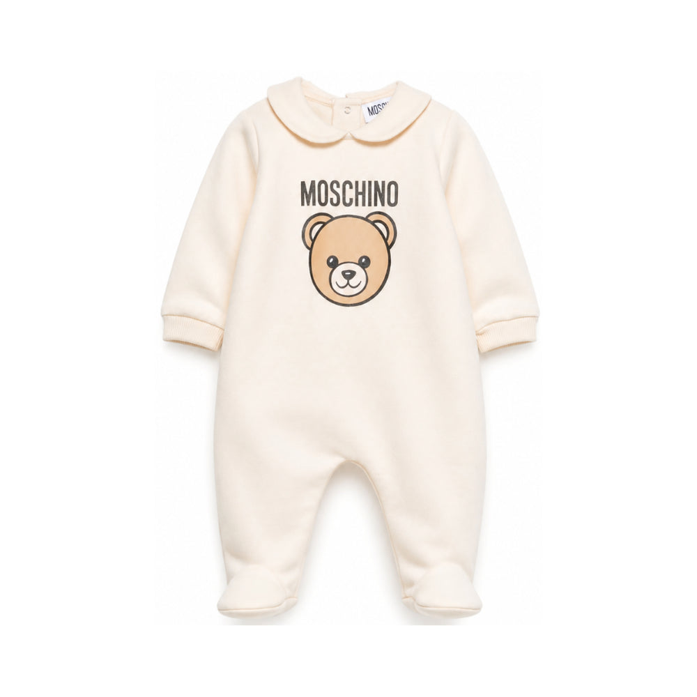 Tutina per neonati Moschino Kids beige con motivo Teddy Bear MUY09OLCA40 20404 MOSCHINO KIDS
