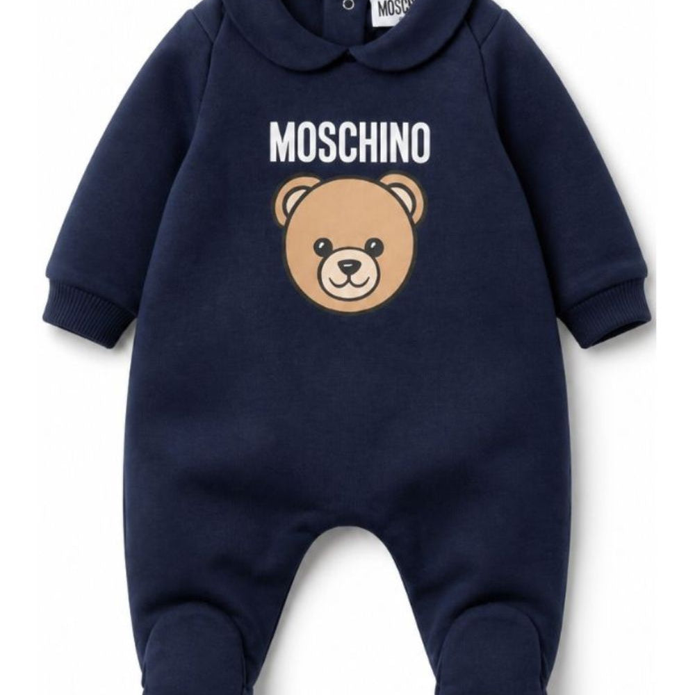 Tutina per neonato Moschino Kids blu con stampa Teddy Bear MUY09OLCA40 40016 MOSCHINO KIDS