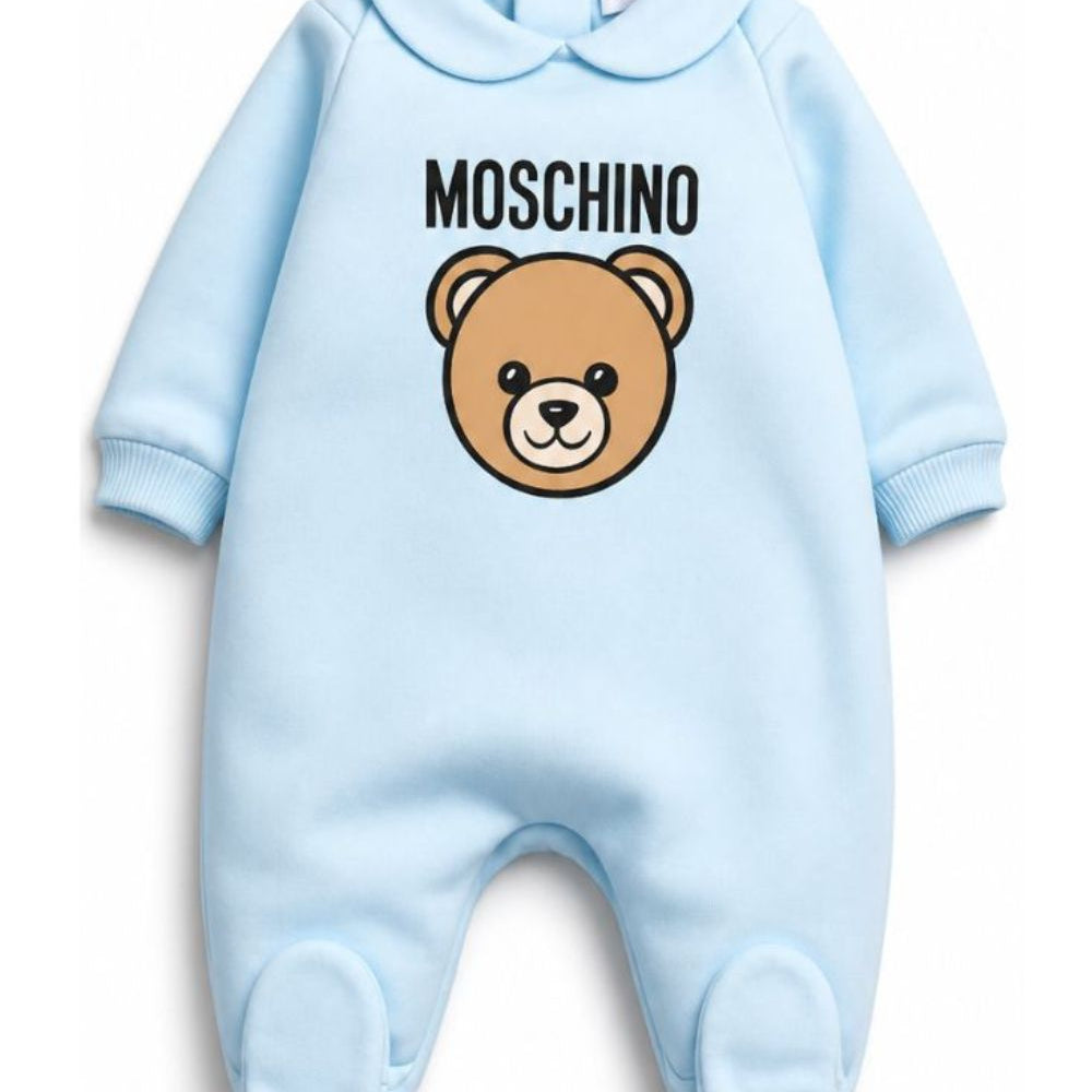Tutina per neonato Moschino Kids azzurro con stampa Teddy Bear MUY09OLCA40 40304 MOSCHINO KIDS