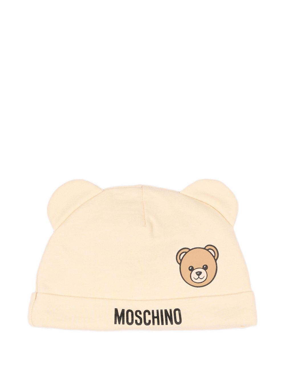 Set tutina, berretto e bavaglino per neonati Moschino Kids beige con stampa Teddy Bear MUY09PLCA40 20404 MOSCHINO KIDS