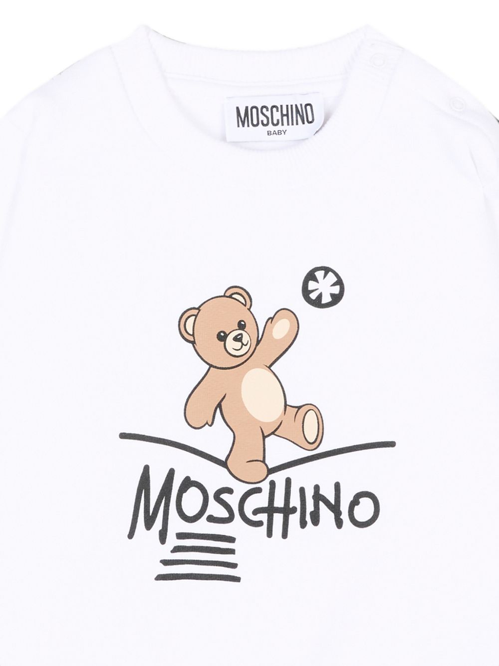 Felpa per neonati Moschino Kids bianca con stampa Teddy Bear MVF060LCA83 10101 MOSCHINO KIDS