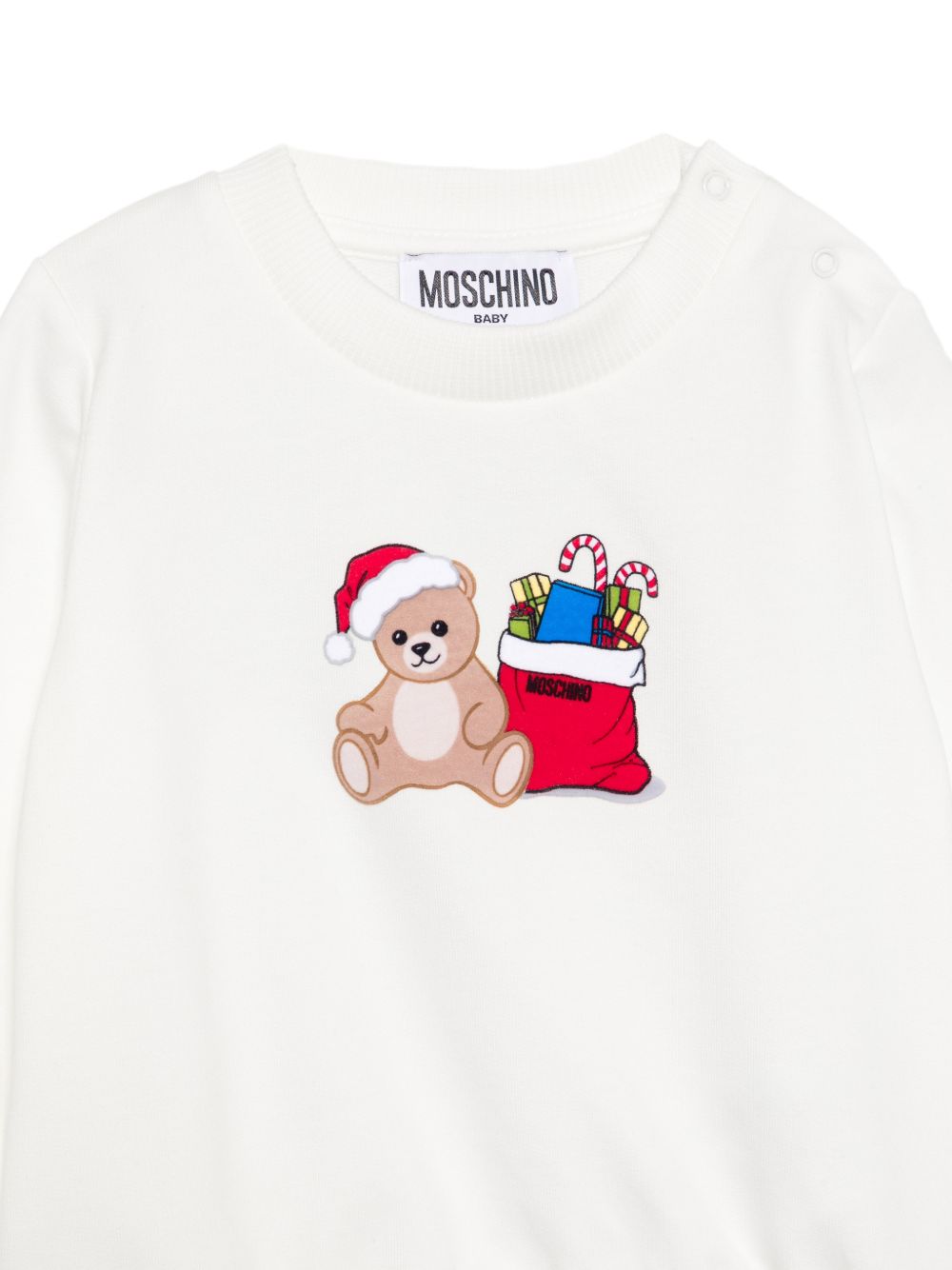 Felpa per neonato moschino Kids bianca con stampa grafica orsetto MZF060LCA61 10063 MOSCHINO KIDS