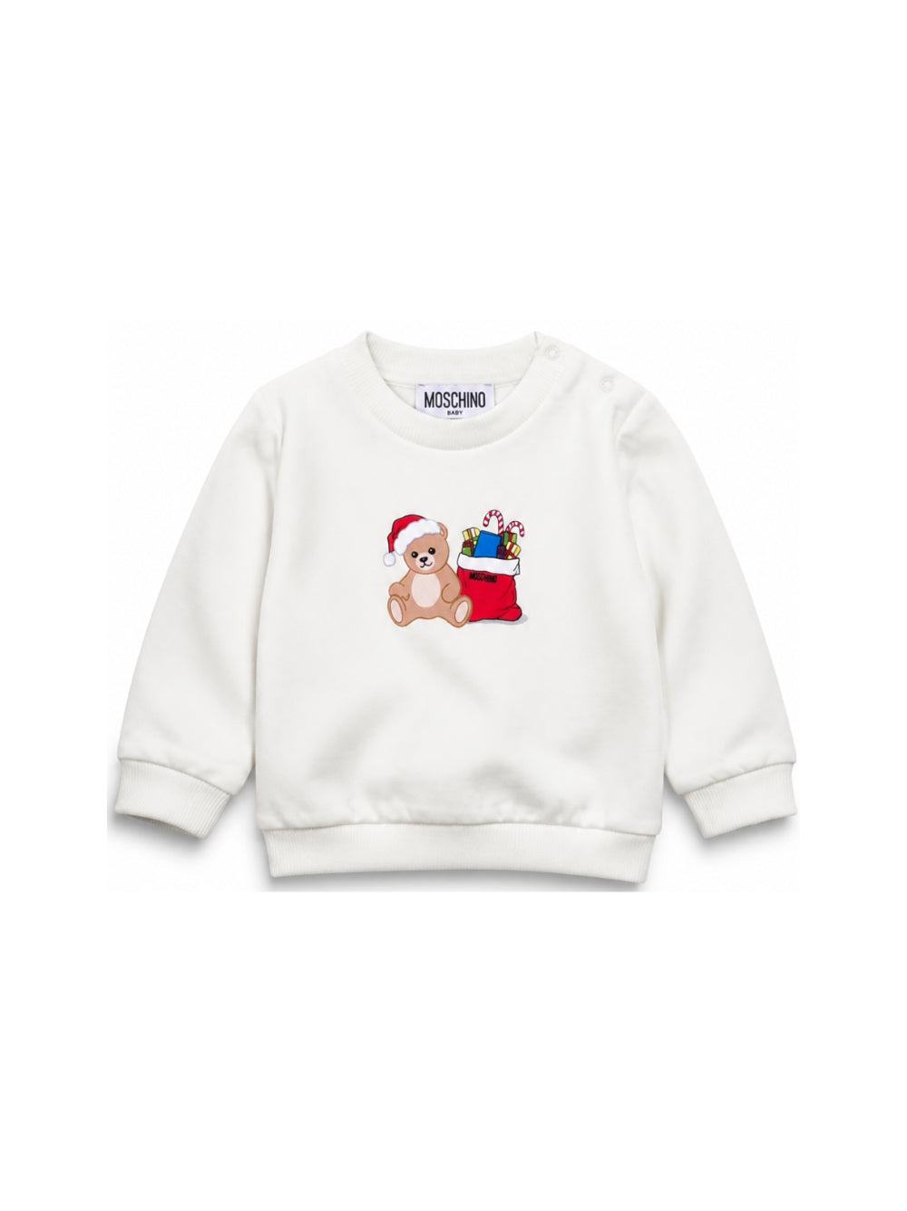 Felpa per neonato moschino Kids bianca con stampa grafica orsetto MZF060LCA61 10063 MOSCHINO KIDS