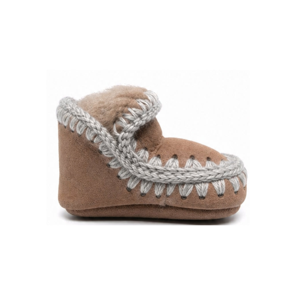 Stivali Eskimo per neonata Mou Kids marrone con orlo con punto festone FI101000A DKST MOU KIDS