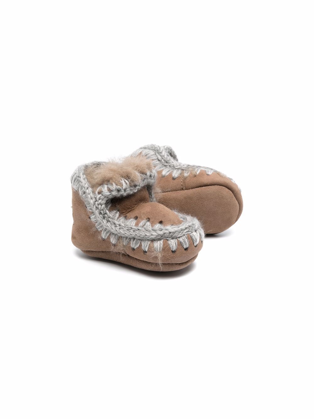 Stivali Eskimo per neonata Mou Kids marrone con orlo con punto festone FI101000A DKST MOU KIDS