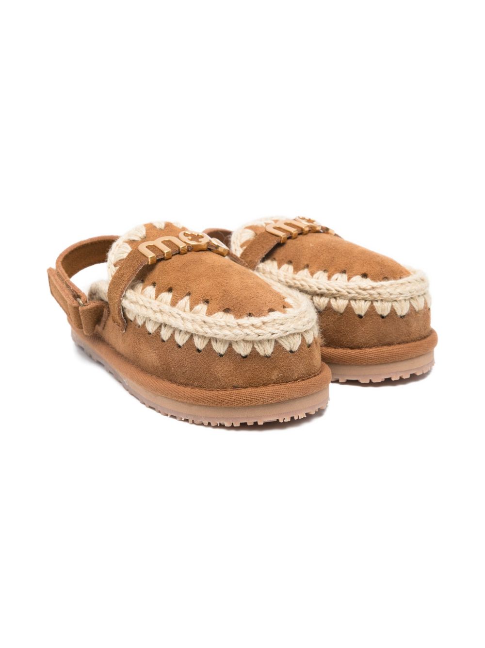 Slipper per bambina Mou Kids marrone con logo color oro FK161001A COG MOU KIDS