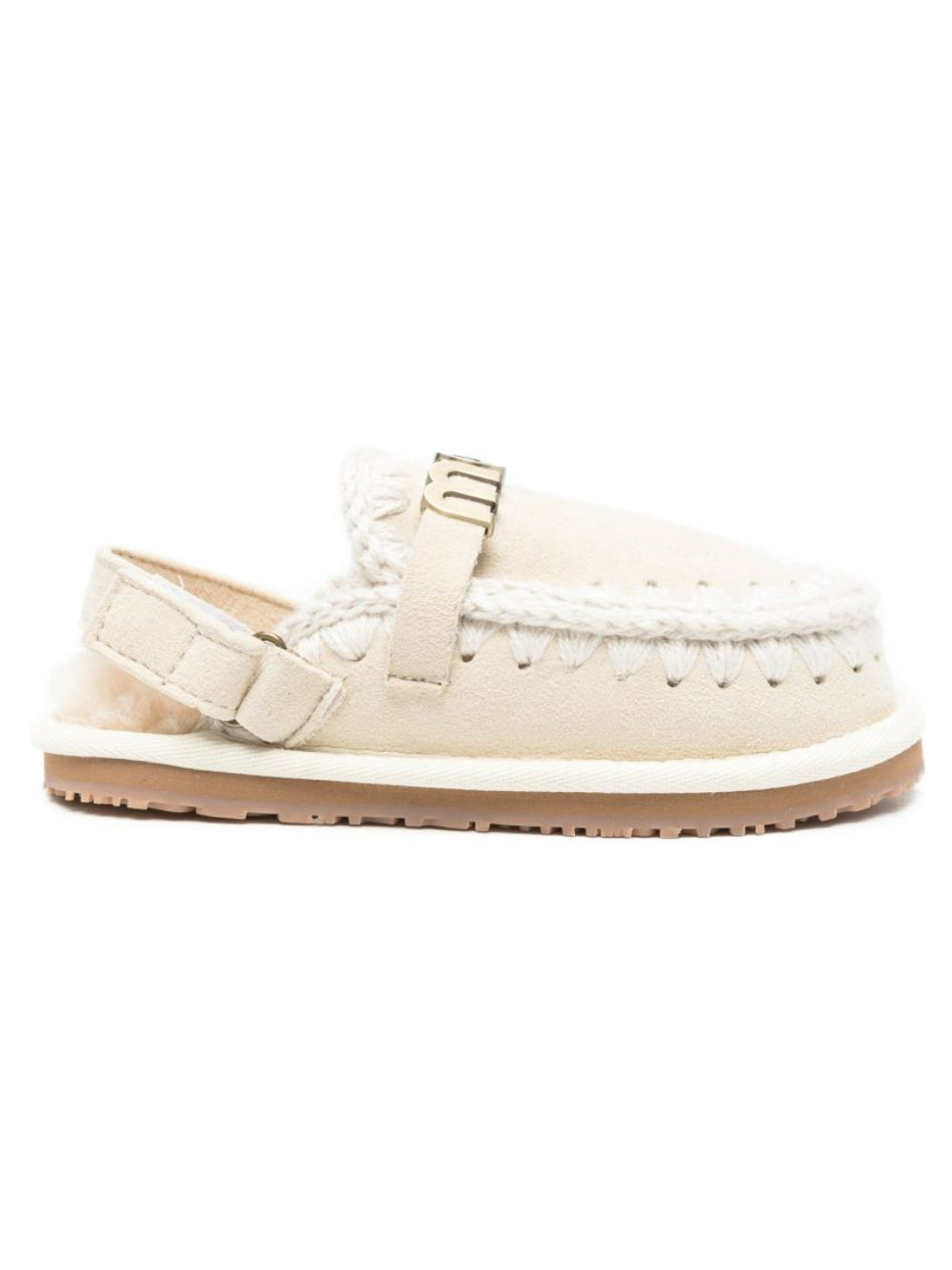 Slippers per bambina Mou Kids beige con finiture all' uncinetto FK161001A EGR MOU KIDS