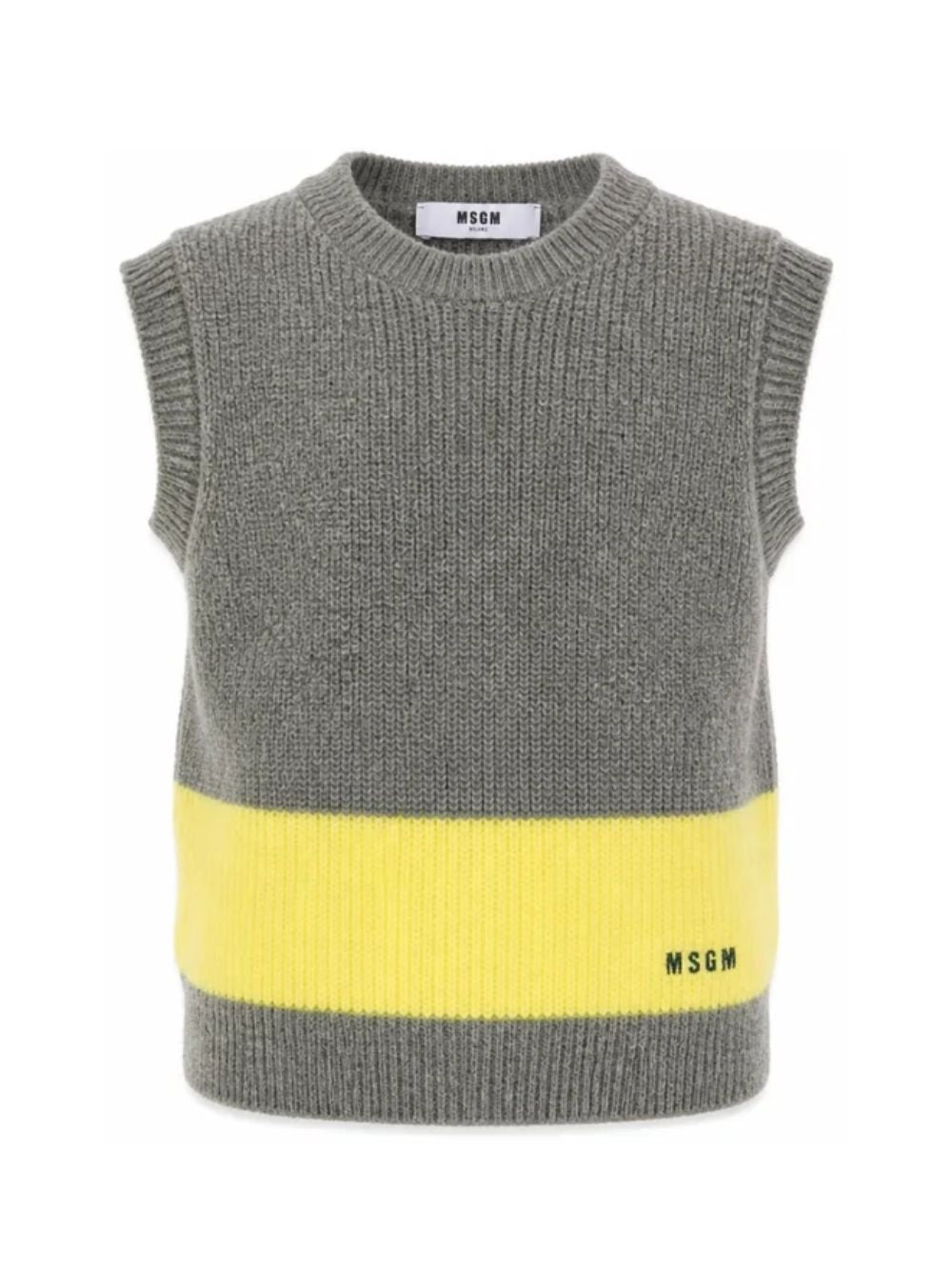 Gilet per bambino Msgm Kids grigio senza maniche con rifiniture a coste F6MSJBJP230 104 MSGM KIDS