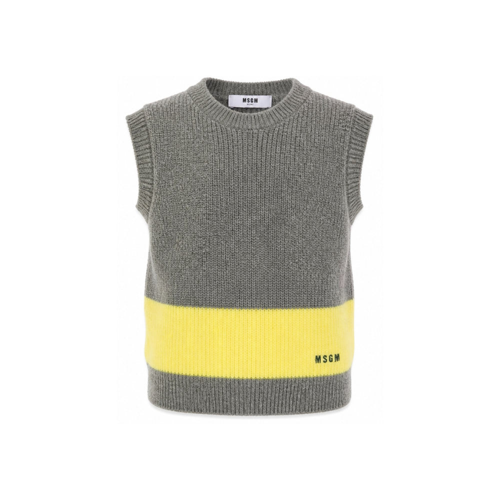 Gilet per bambino Msgm Kids grigio senza maniche con rifiniture a coste F6MSJBJP230 104 MSGM KIDS
