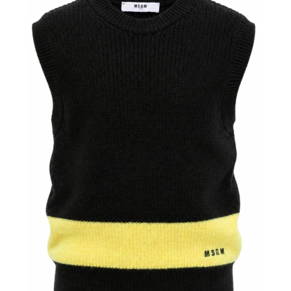 Gilet per bambino Msgm Kids nero con logo ricamato F6MSJBJP230 110 MSGM KIDS