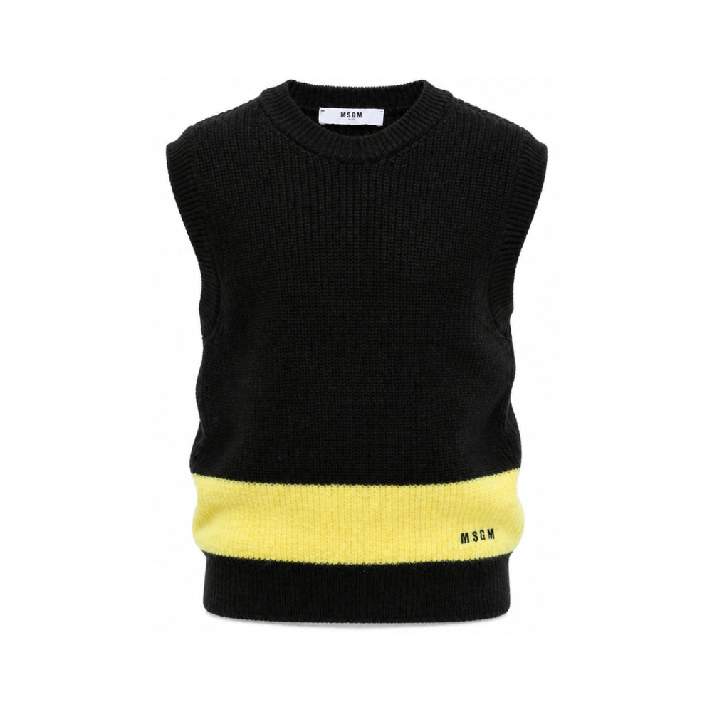 Gilet per bambino Msgm Kids nero con logo ricamato F6MSJBJP230 110 MSGM KIDS