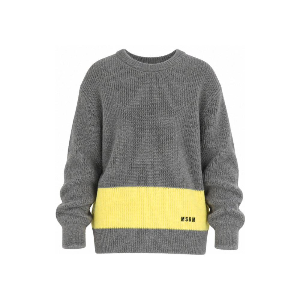 Maglione per bambino Msgm Kids grigio con logo ricamato F6MSJBJP231 104 MSGM KIDS