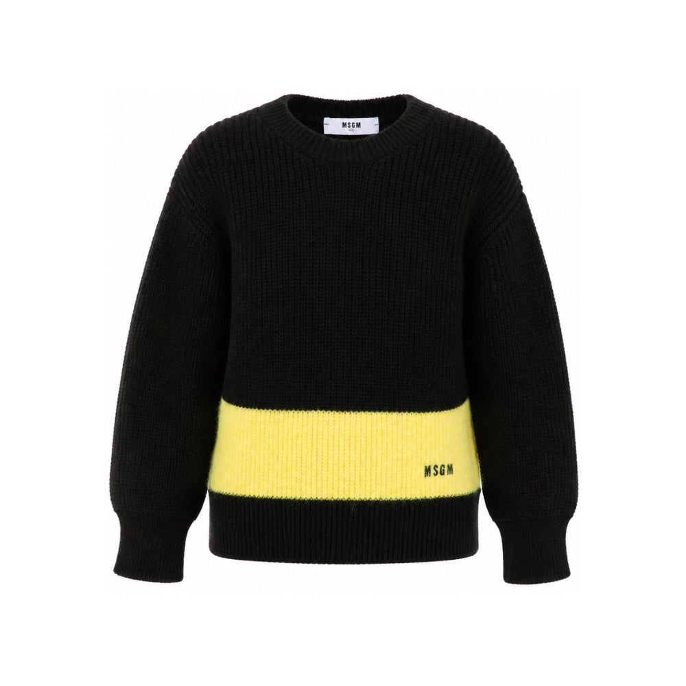 Maglione per bambino Msgm Kids nero con logo ricamato F6MSJBJP231 110 MSGM KIDS