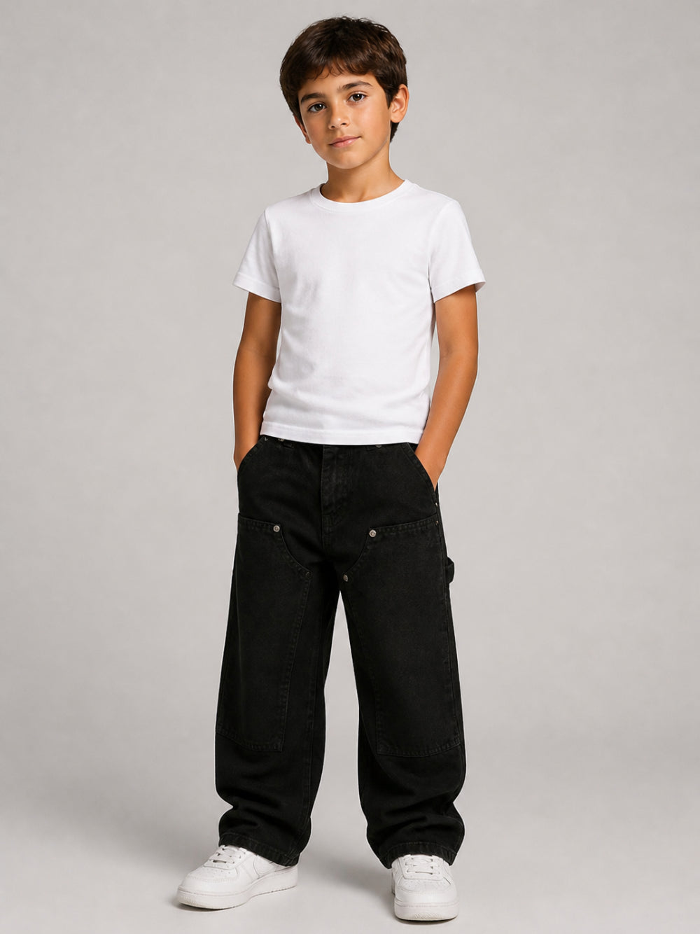 Jeans per bambino MSGM Kids nero con applicazione logo F6MSJBPA229 110 MSGM KIDS