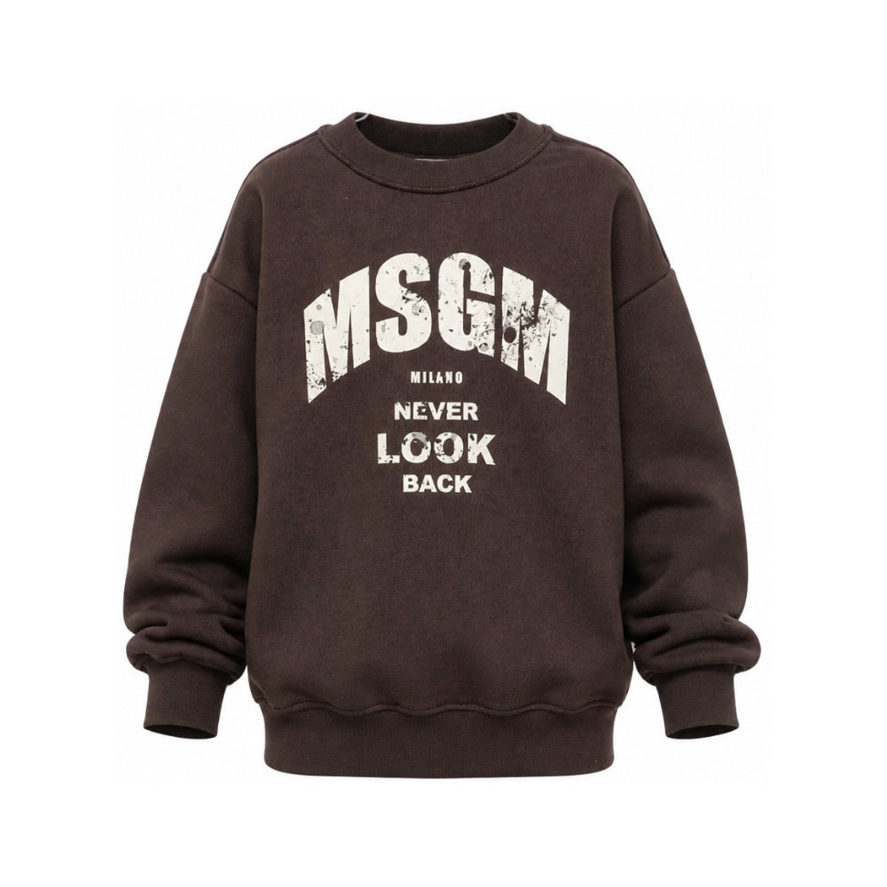 Felpa per bambino Msgm Kids marrone con stampa logo F6MSJBSW319 943 MSGM KIDS