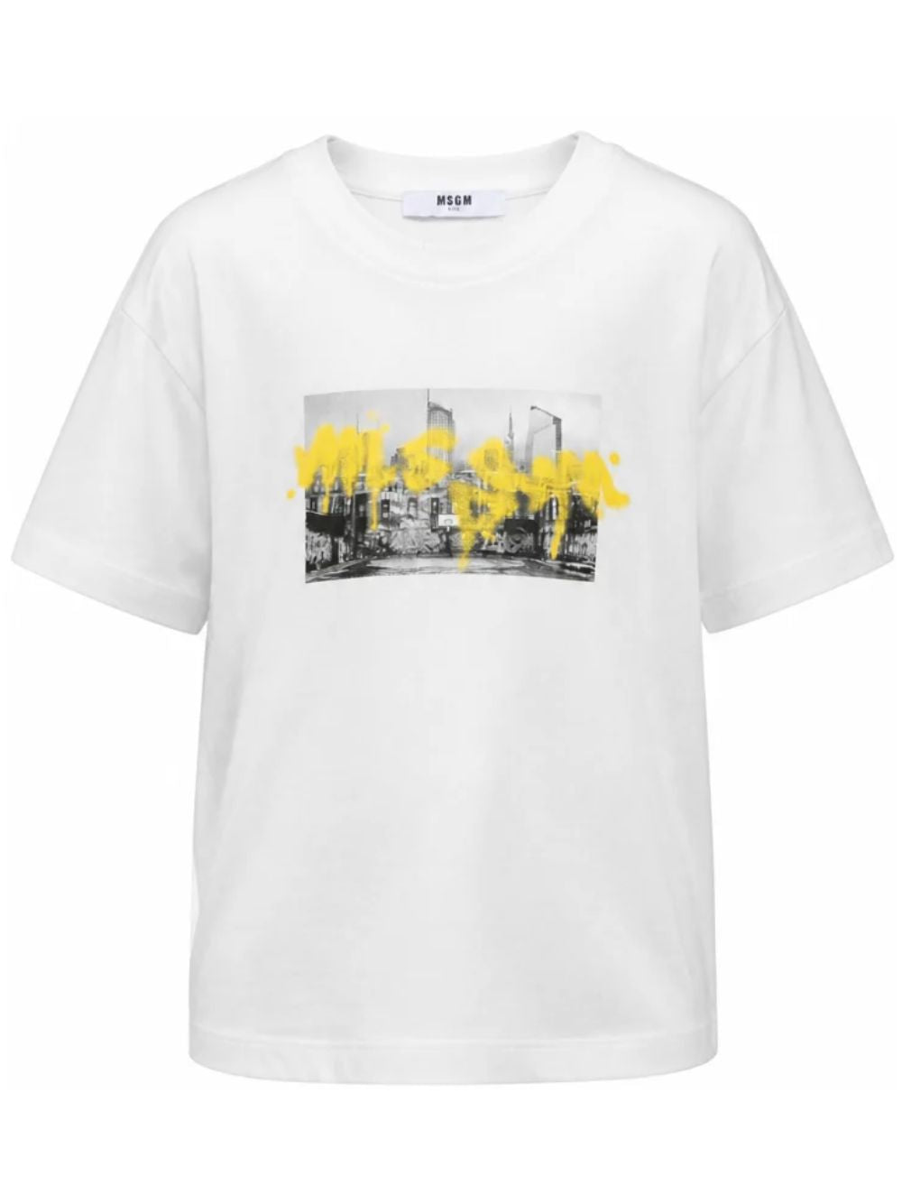 T-shirt per bambino MSGM Kids bianca con stampa grafica F6MSJBTH239 002 MSGM KIDS