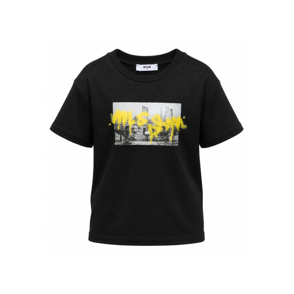 T-shirt per bambino Msgm Kids neracon stampa grafica sul davanti F6MSJBTH239 110 MSGM KIDS