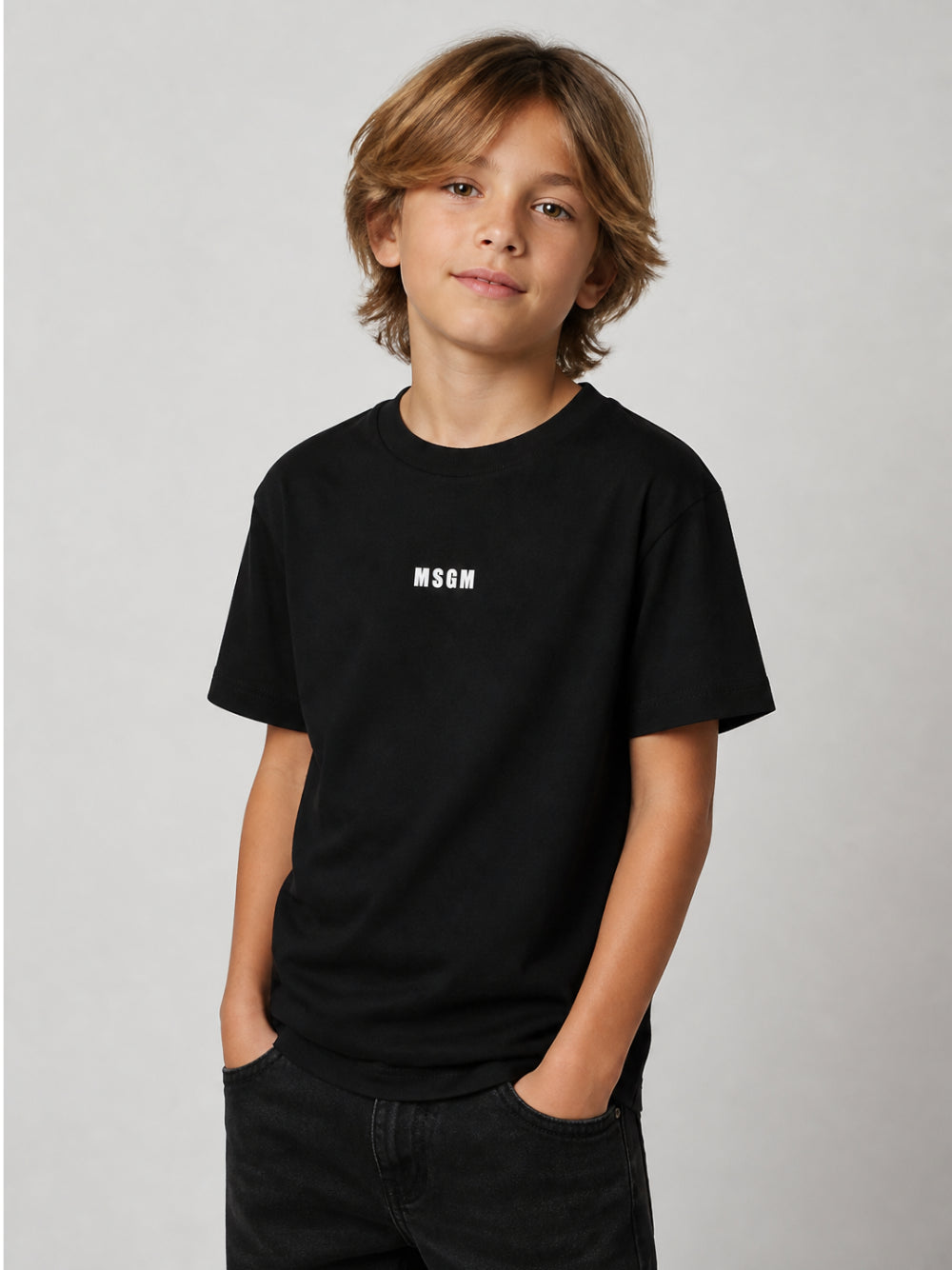 T-shirt per bambino MSGM Kids nera con stampa grafica sul retro F6MSJBTH245 110 MSGM KIDS