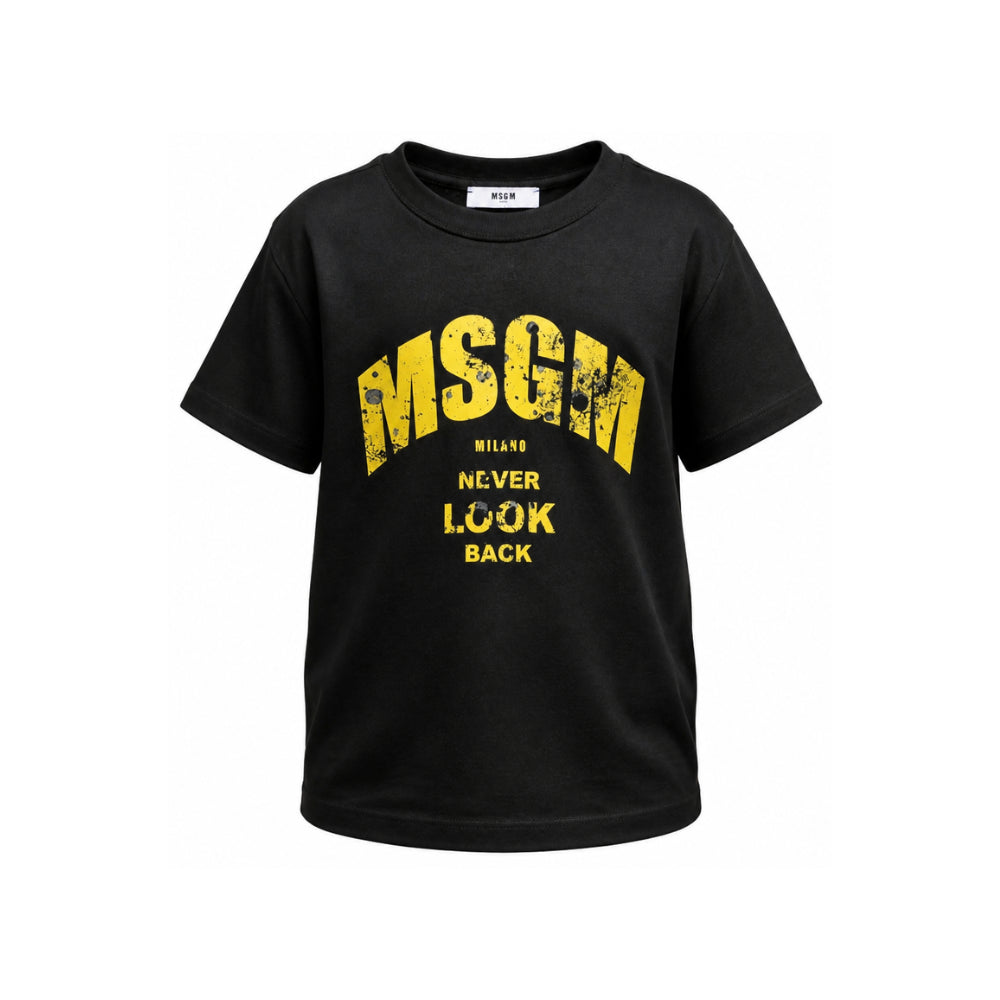 T-shirt per bambino MSGM Kids nera con stampa grafica F6MSJBTH321 110 MSGM KIDS