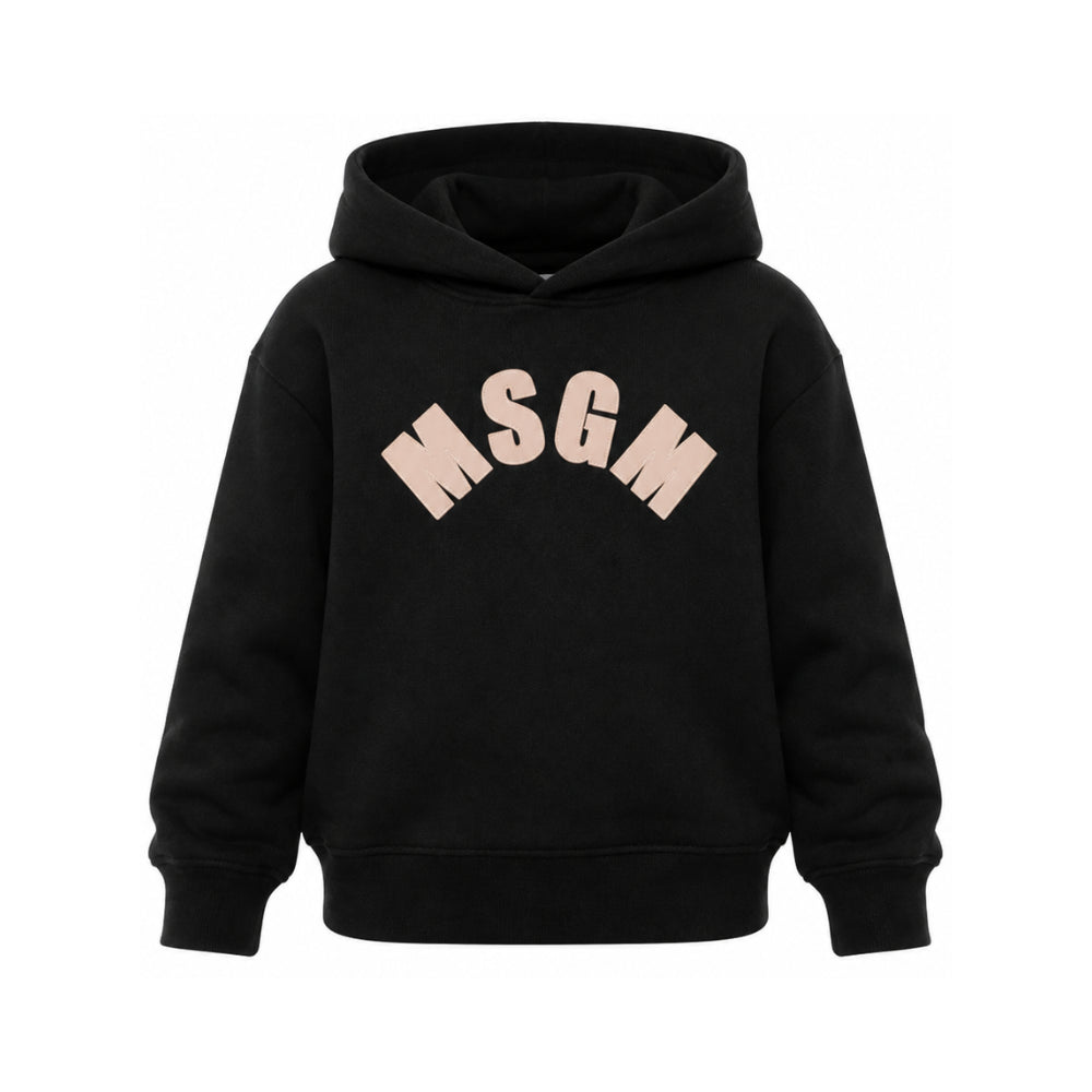 Felpa per bambina Msgm Kids nera con stampa logo sul davanti F6MSJGHS097 110 MSGM KIDS