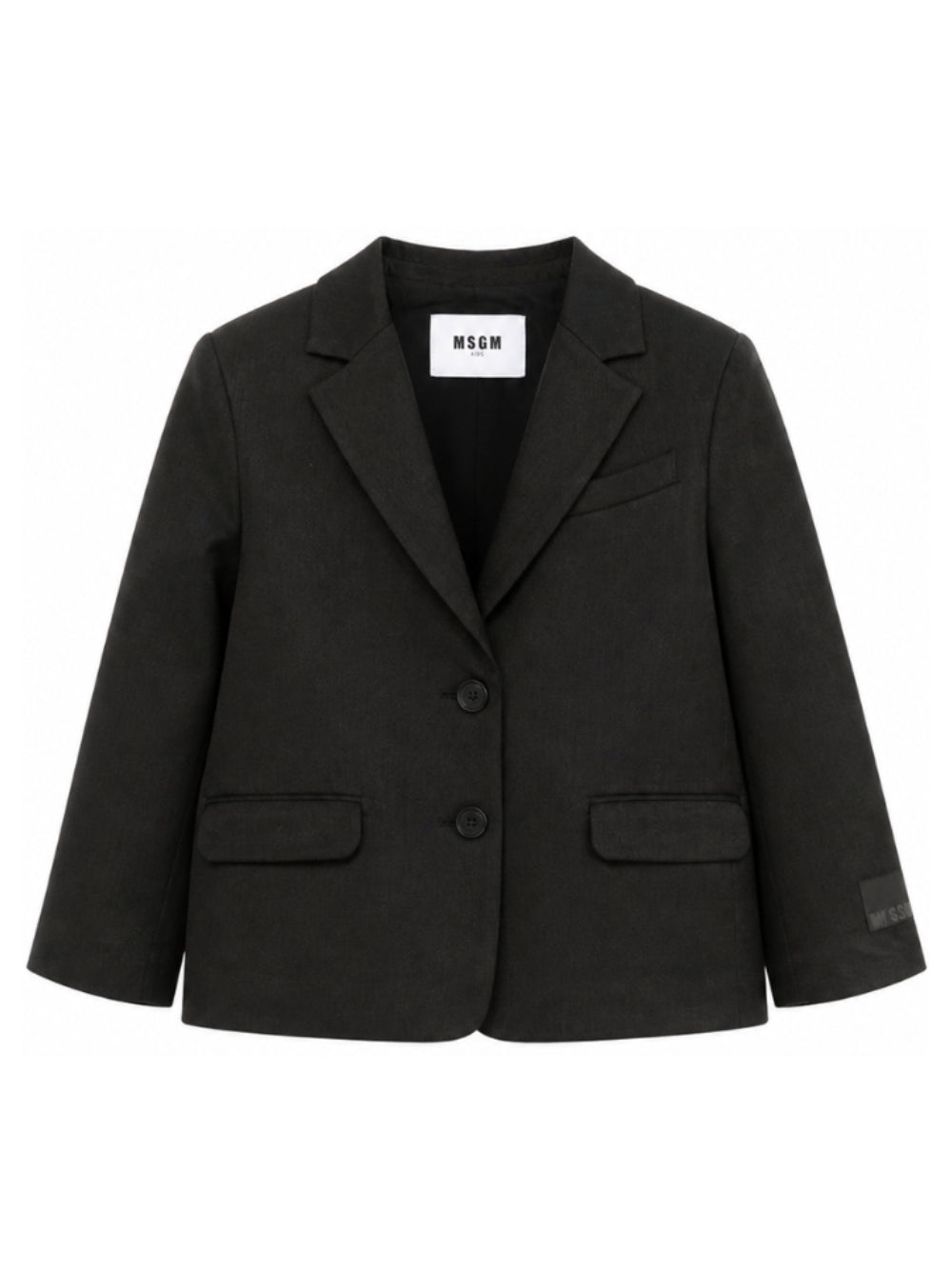 Blazer per bambina MSGM Kids nero con patch logo applicato F6MSJGJK100 110 MSGM KIDS