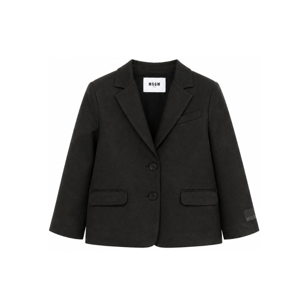Blazer per bambina MSGM Kids nero con patch logo applicato F6MSJGJK100 110 MSGM KIDS