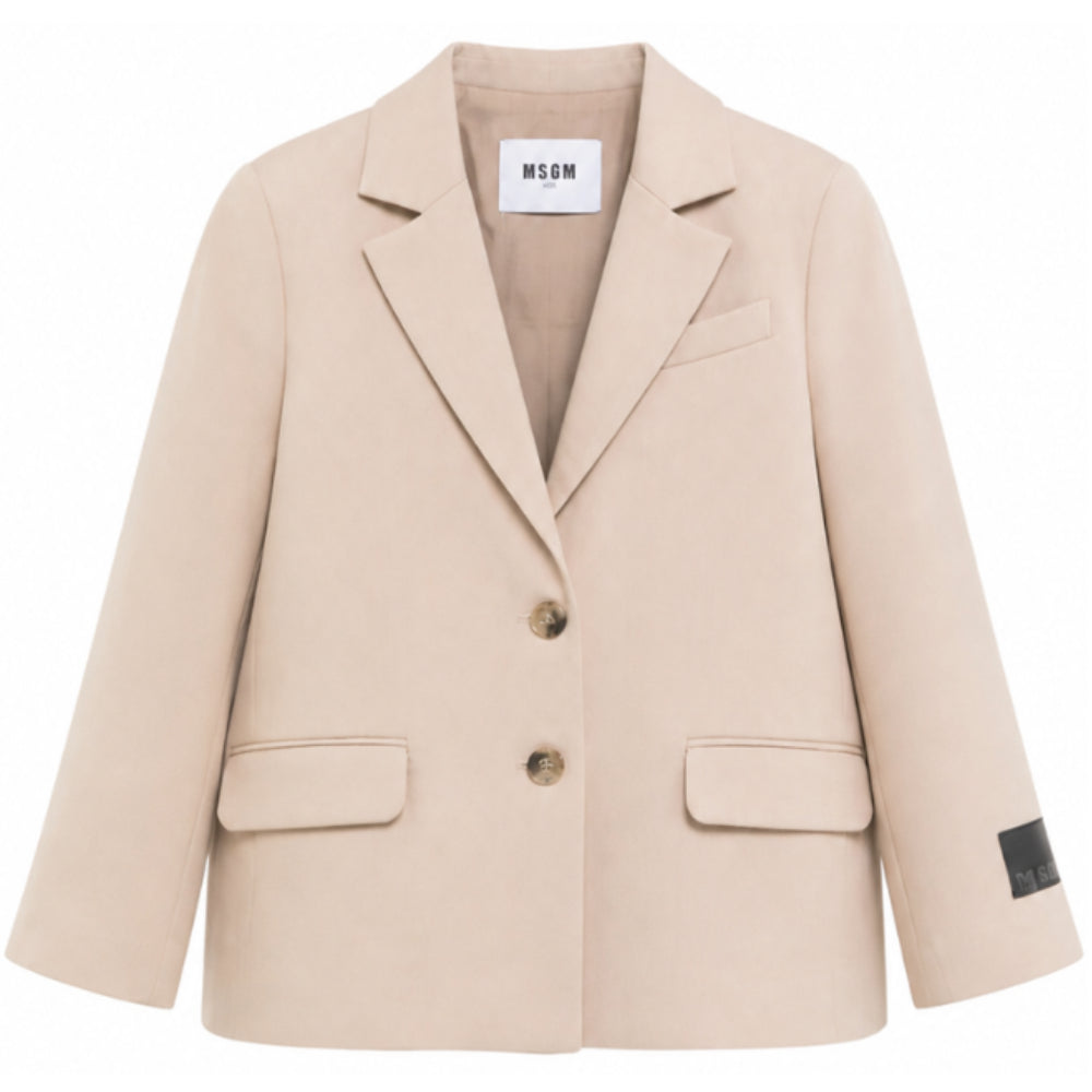 Giacca per bambina MSGM Kids beige con chiusura frontale con bottoni F6MSJGJK100 MS030 MSGM KIDS