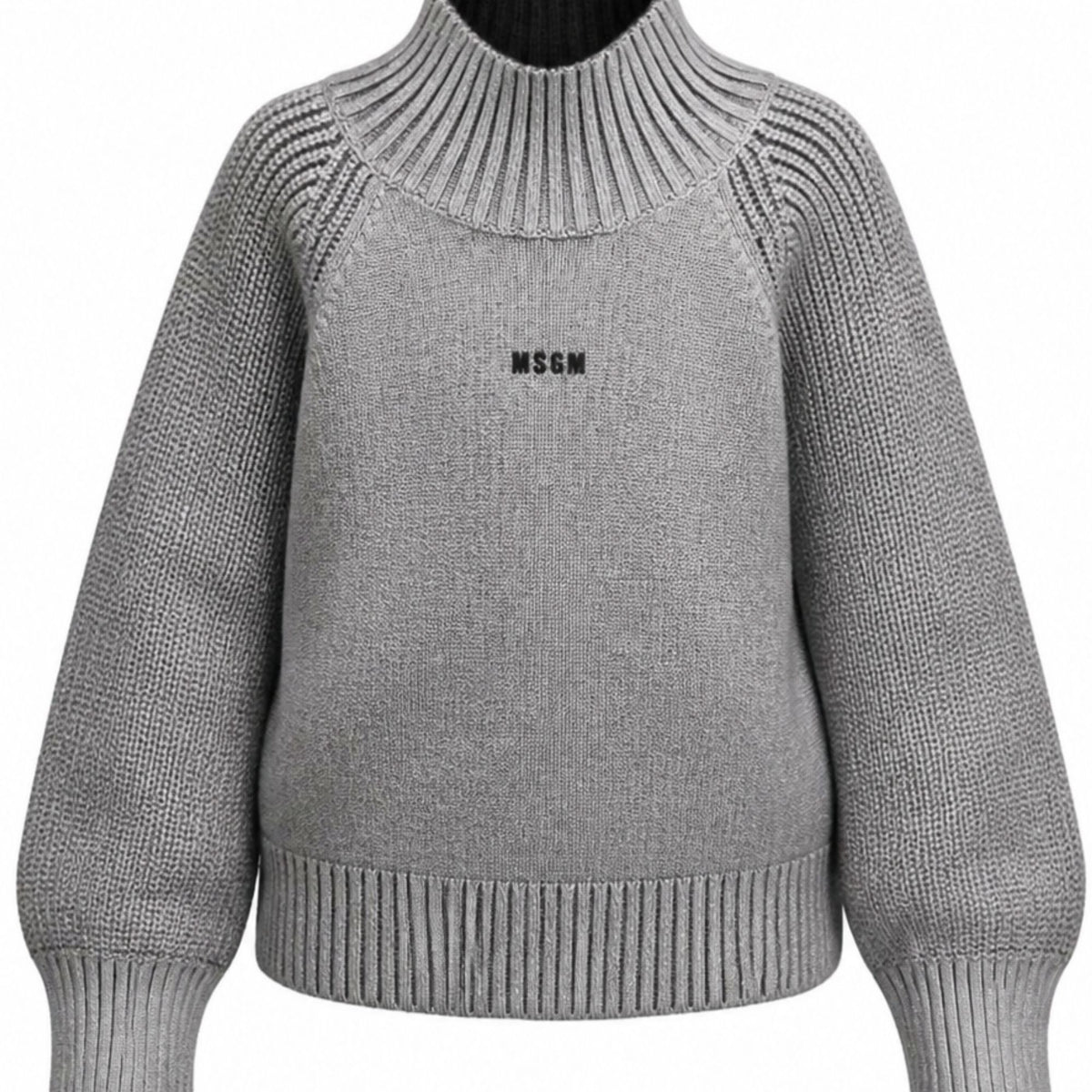 Maglione per bambina Msgm Kids grigio con logo ricamato sul davanti F6MSJGJP207 110 MSGM KIDS