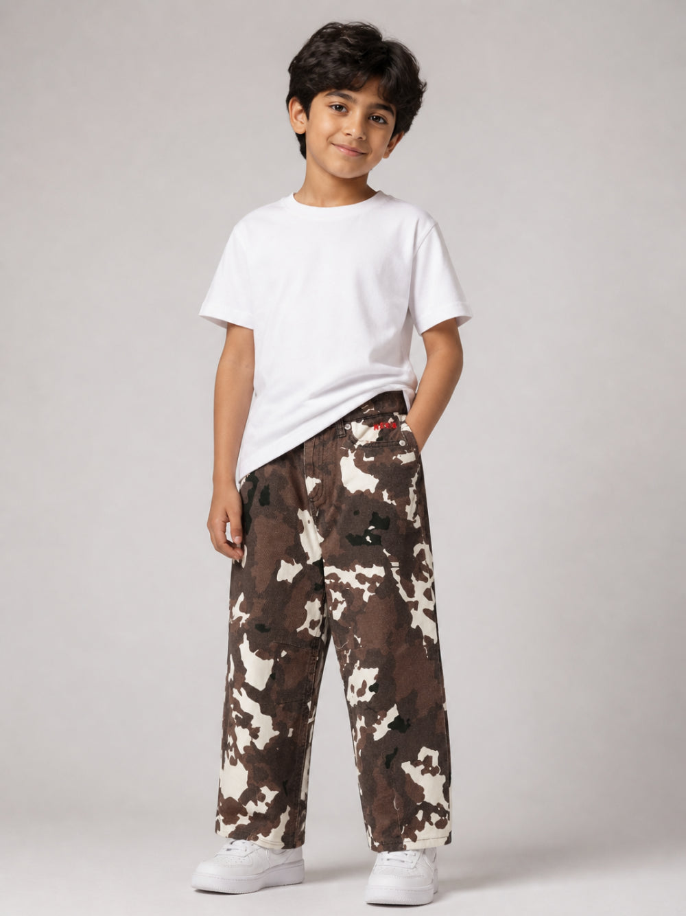 Pantaloni per bambino MSGM Kids camouflage multicolore logo ricamato sul davanti F6MSJGPA053 MS097 MSGM KIDS