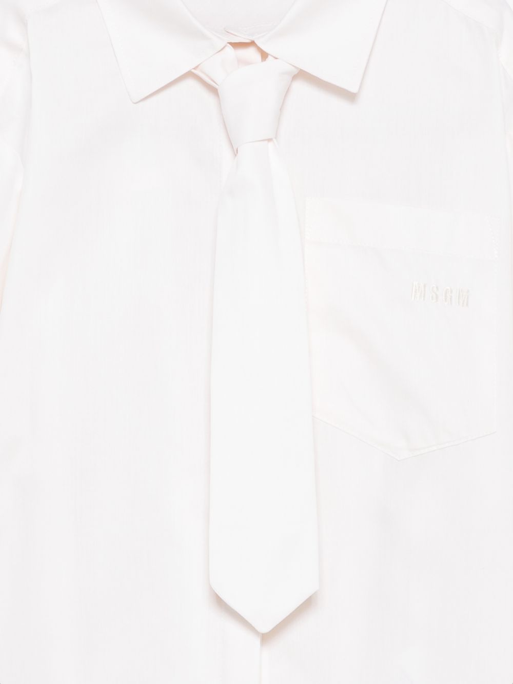 Camicia per bambina MSgm Kids bianca con cravatta e logo ricamato F6MSJGSI114 013 MSGM KIDS