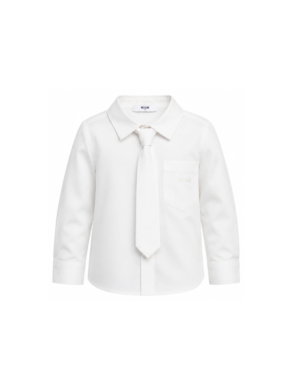 Camicia per bambina MSgm Kids bianca con cravatta e logo ricamato F6MSJGSI114 013 MSGM KIDS