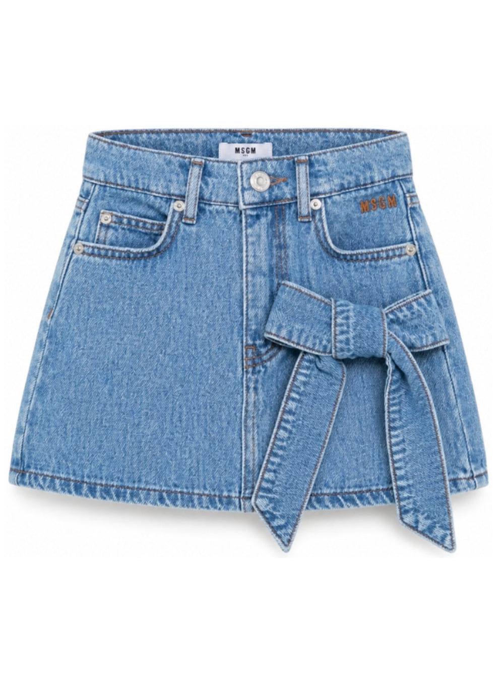 Gonna per bambina MSGM Kids azzurra con dettaglio con fiocco sul davanti F6MSJGSK049 126 MSGM KIDS
