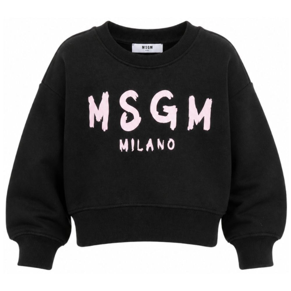 Felpa per bambina MSGM Kids nera con logo sul davanti F6MSJGSW047 MS092 MSGM KIDS