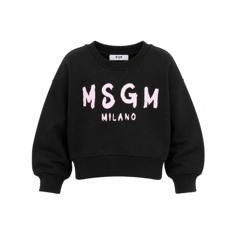 Felpa per bambina MSGM Kids nera con logo sul davanti F6MSJGSW047 MS092 MSGM KIDS